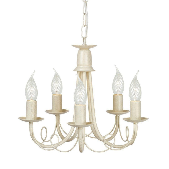 Traditional Ceiling Pendant Lights - Elstead Minister Ivory/Gold 5lt Chandelier Ceiling Light MN5 IV/GOLD