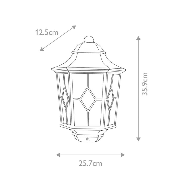 Elstead Norfolk Black Outdoor Half Wall Light — close-up detail