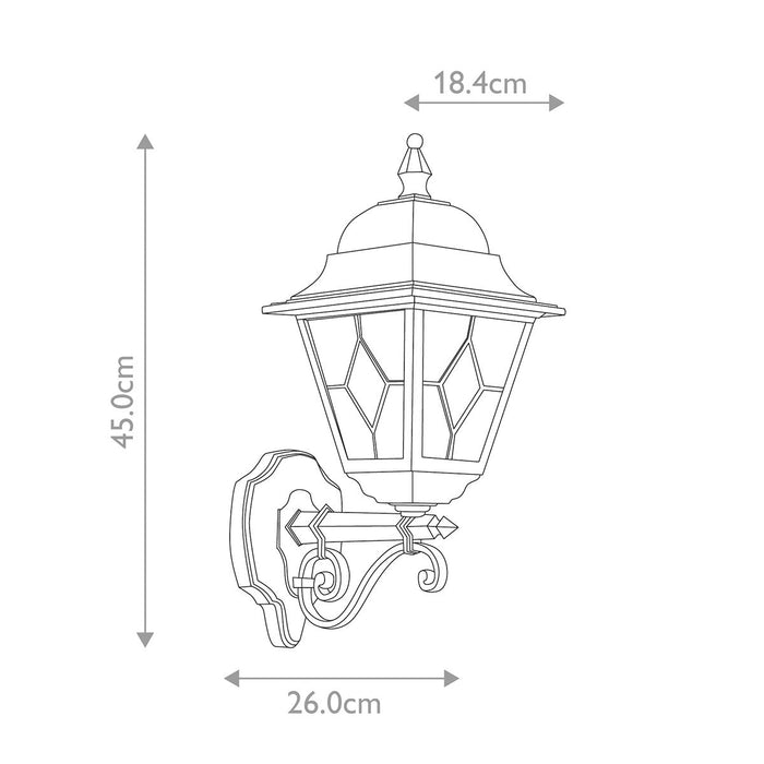 Elstead Norfolk Black Outdoor Uplighter Wall Light — close-up detail