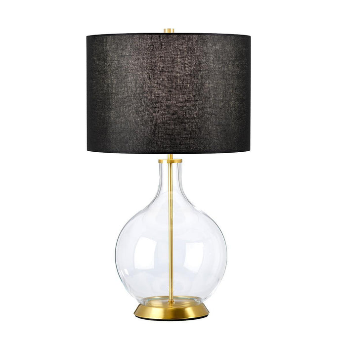 Elstead Orb 1 Light Brass Table Lamp - Black Shade-Elstead Lighting-Living-Room-Tiffany Lighting Direct-[image-position]