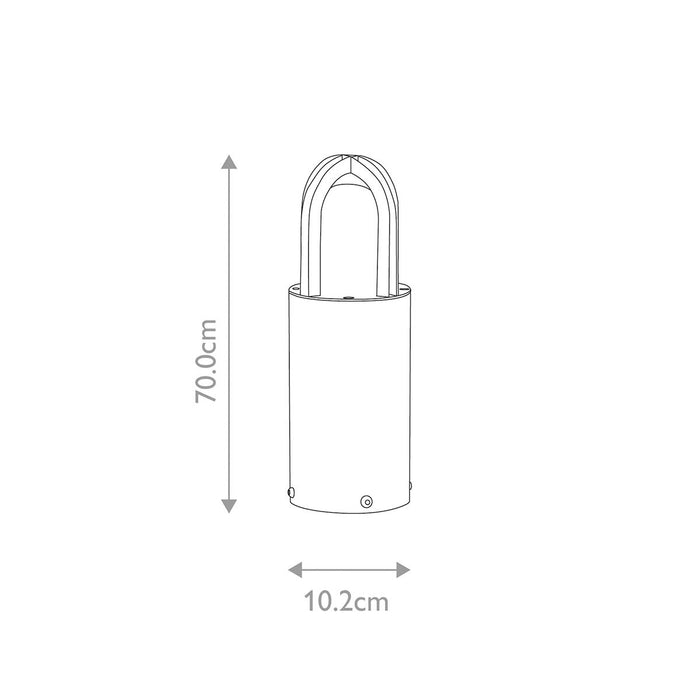 Elstead Paignton 1 Light Medium Silver Outdoor Bollard - 30cm — alternate view