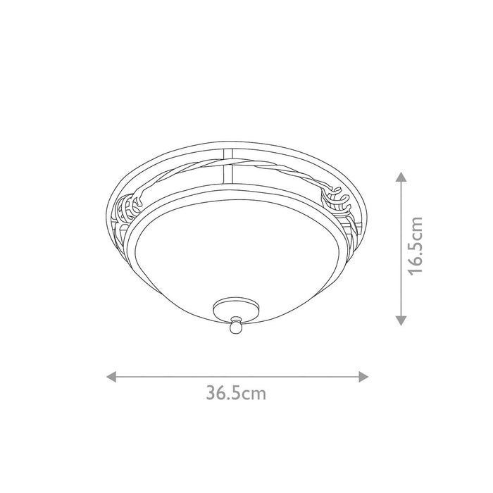 Elstead Pembroke Black/Gold Flush Dome Ceiling Light — close-up detail