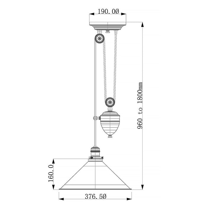 Elstead Provence Old Bronze 1 Light Rise & Fall Pendant — close-up detail