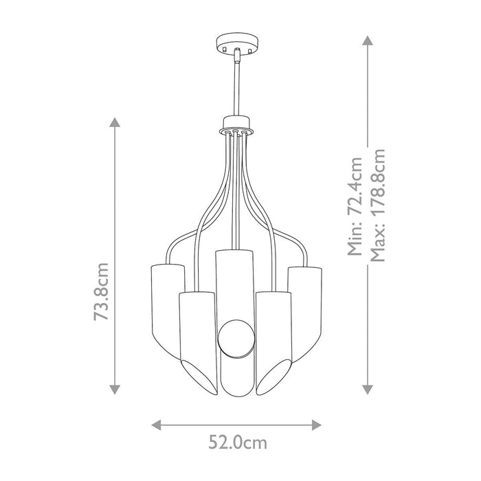 Elstead Quinto 6 Light Grey Polished Nickel Chandelier — rear view
