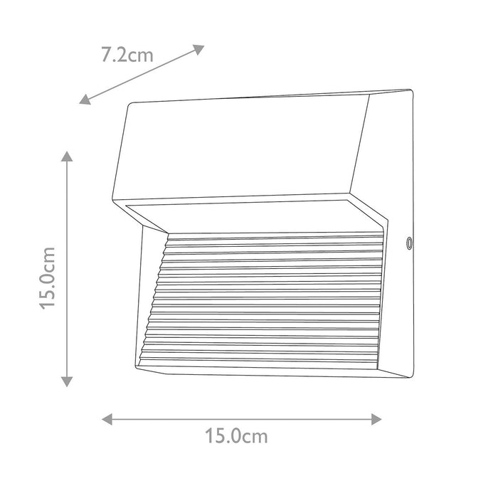 Elstead Radius Square Graphite LED Outdoor Wall Light — close-up detail