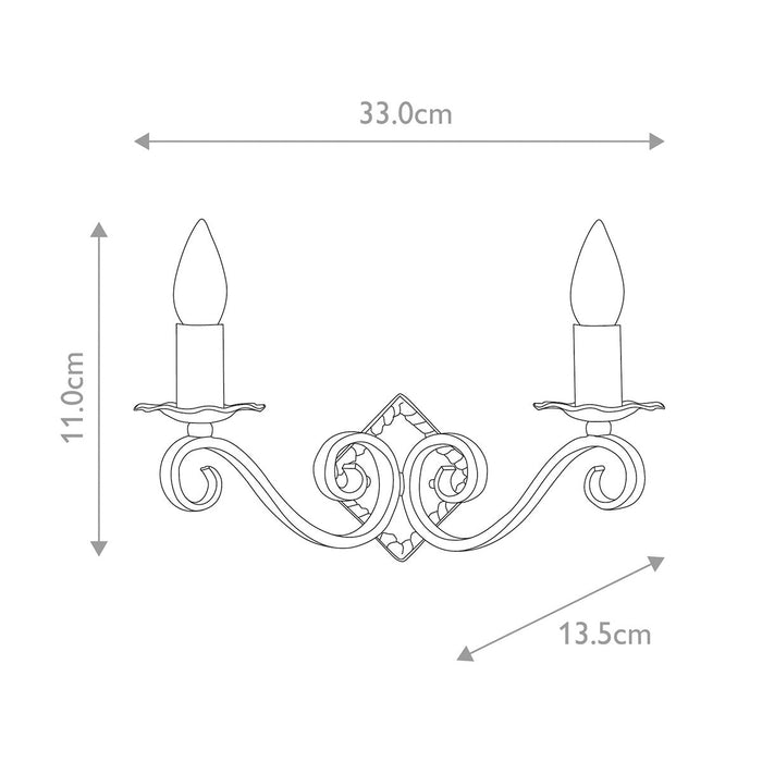Elstead Rectory 2 Light Wall Light RY2A BLACK — close-up detail