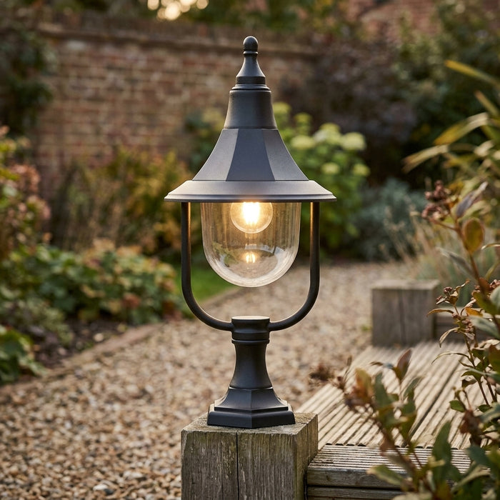 Elstead Shannon Black Outdoor Pedestal Lantern