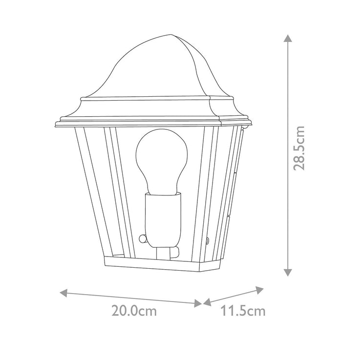 Elstead St James Aged Brass Outdoor Wall Light — close-up detail