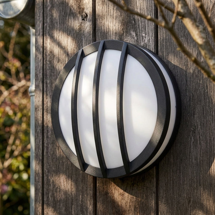 Elstead Sven Round Graphite Outdoor Wall Light — alternate view