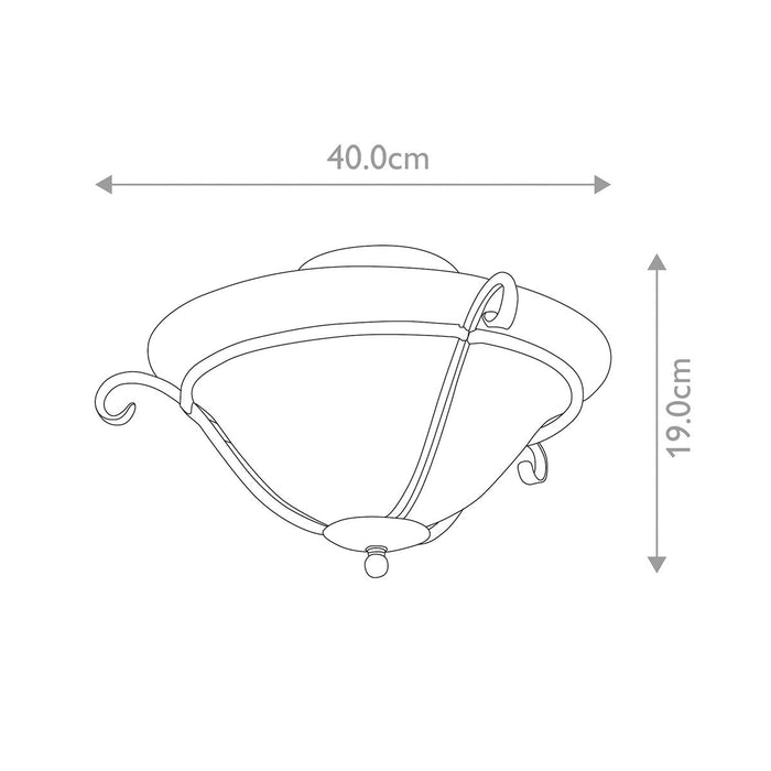 Elstead Torchiere Black Flush Ceiling Light - Opal Glass — close-up detail