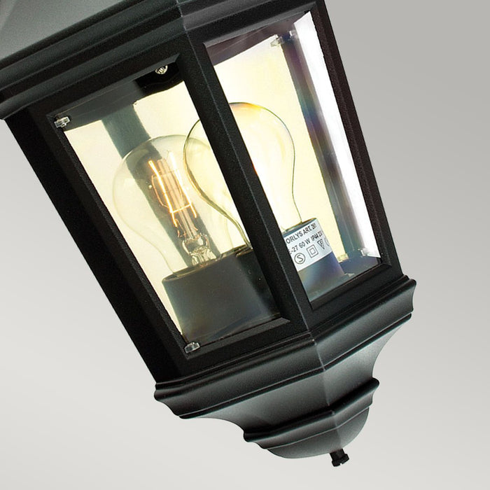 Elstead Valencia Black Outdoor Porch Ceiling  Light — side profile