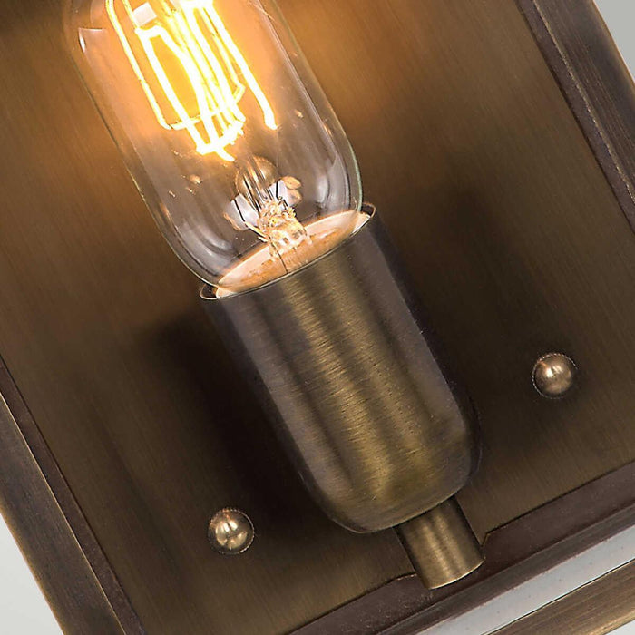 Elstead Victoria Aged Brass Finish Outdoor Flush Wall Fitting Close up