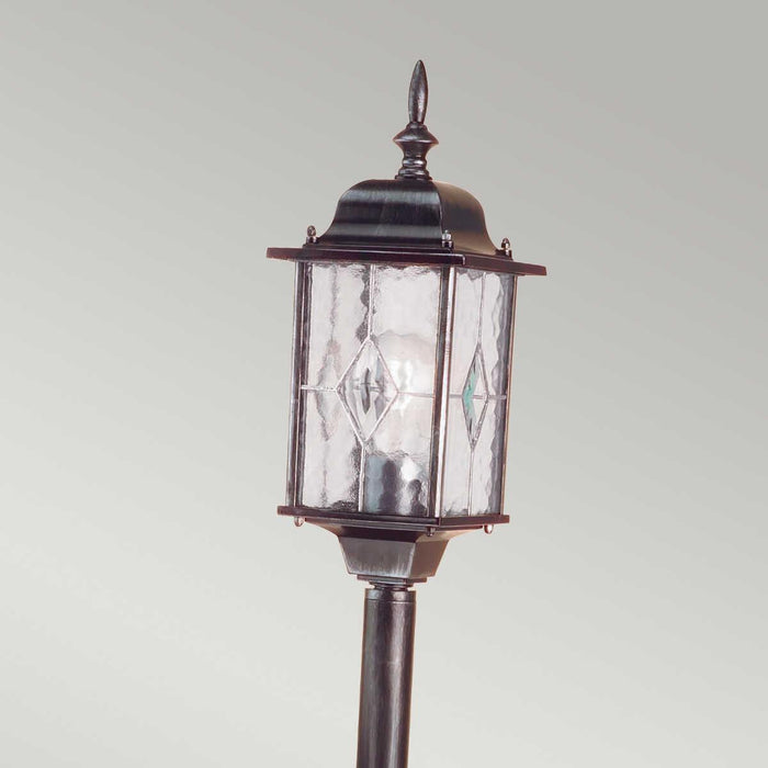 elstead wexford black finish outdoor pillar lantern Detailed Close Up