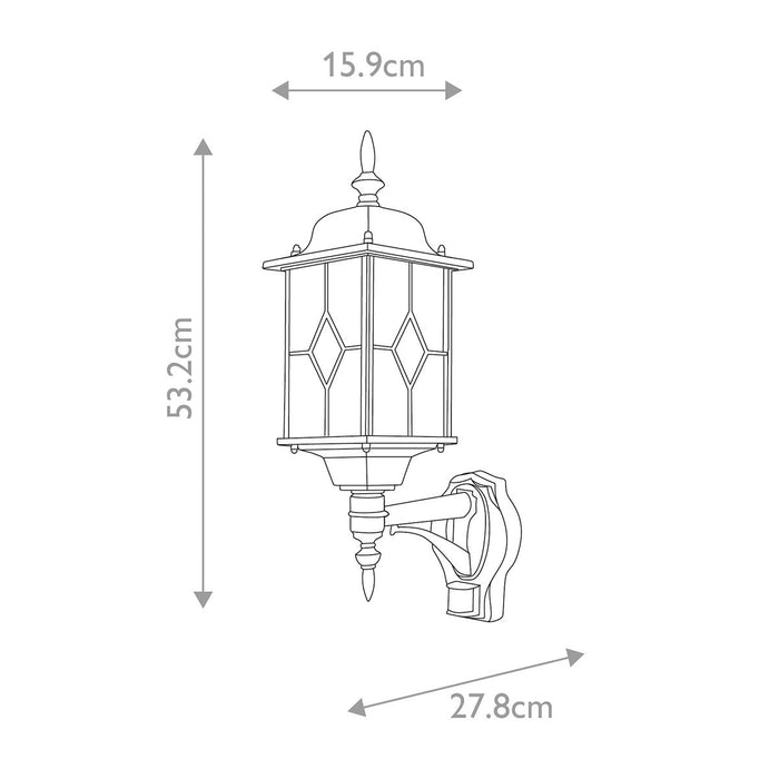 Elstead Wexford Black/Silver Outdoor PIR Wall Light — close-up detail
