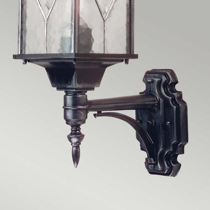 elstead wexford black finish outdoor uplighter wall lantern Detailed Close Up