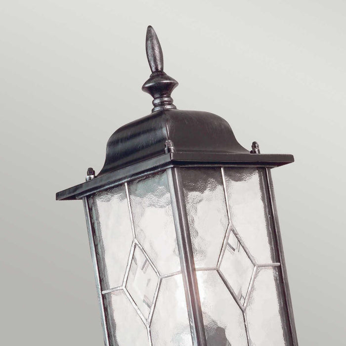 elstead wexford black finish outdoor uplighter wall lantern Close Up LED Bulb