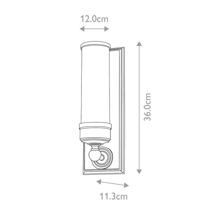 Elstead Worcester Polished Chrome Finish Bathroom Wall Light — close-up detail