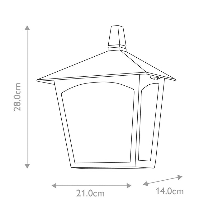 Elstead York Black Outdoor Half Wall Light — rear view