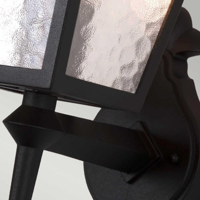 elstead york black finish outdoor uplighter wall lantern Close Up LED Bulb