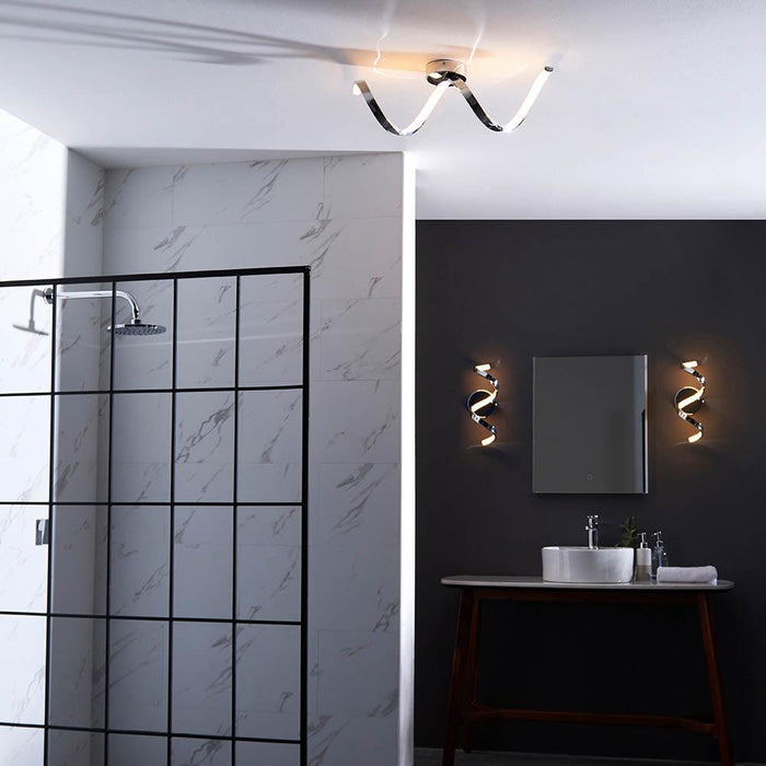 astral chrome finish bathroom wall light by Endon Lighting Living Room Close Up 138