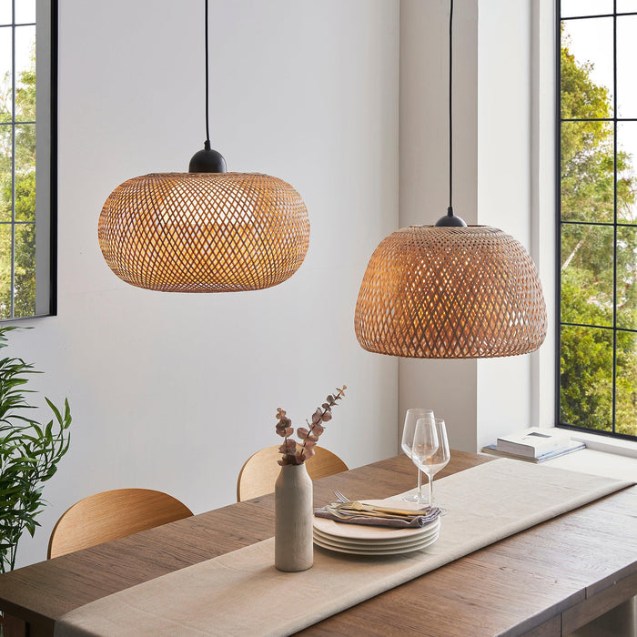 Endon Bali Natural Bamboo Woven Ceiling Pendant-Ceiling Pendant Lights-Endon Lighting living room close up Tiffany Lighting Direct