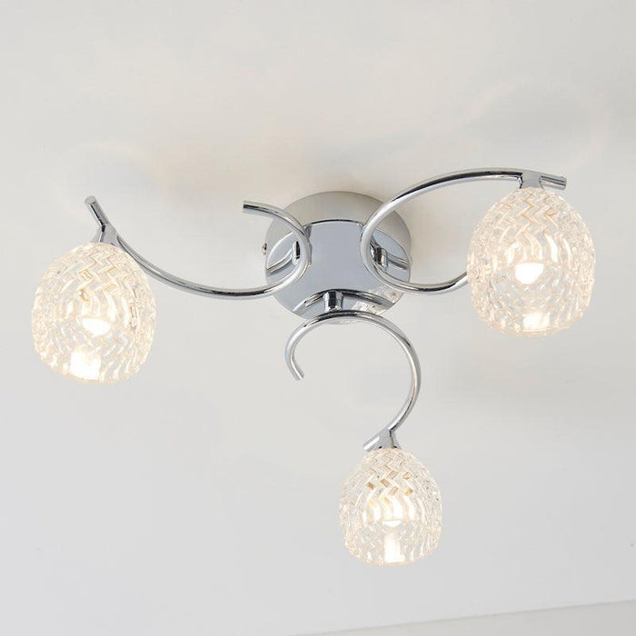 Traditional Flush & Semi Flush Ceiling Lights - Boyer 3 Arm Chrome Finish Flush Ceiling Light BOYER-3CH under