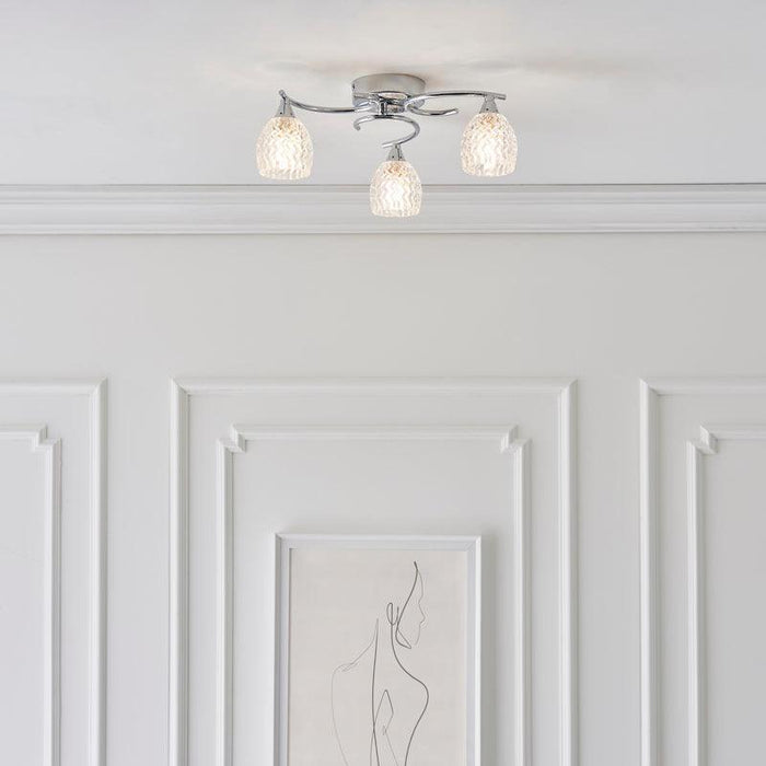 Traditional Flush & Semi Flush Ceiling Lights - Boyer 3 Arm Chrome Finish Flush Ceiling Light BOYER-3CH distance