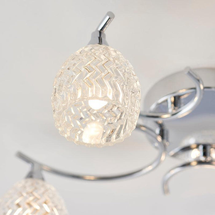 Traditional Flush & Semi Flush Ceiling Lights - Boyer 5 Arm Chrome Finish Flush Ceiling Light BOYER-5CH crystal
