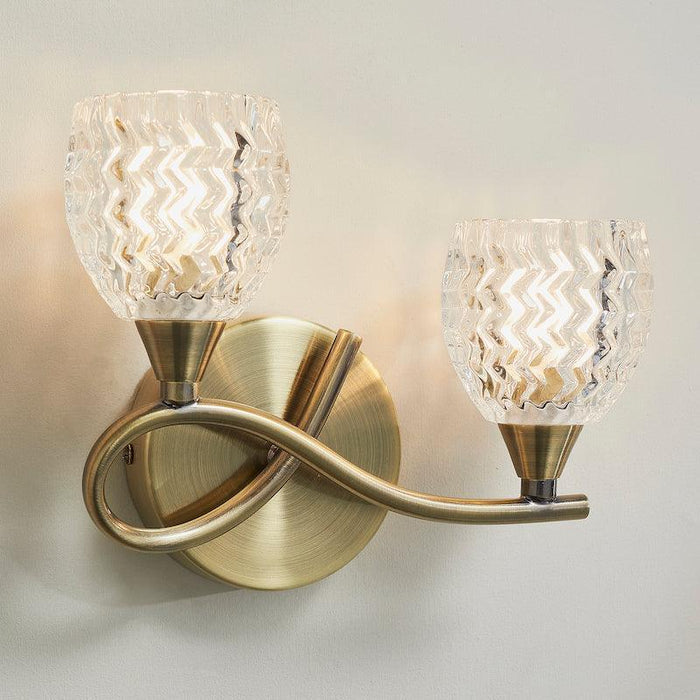 Boyer 2lt brass Wall Light by Endon Lighting bulb guide image