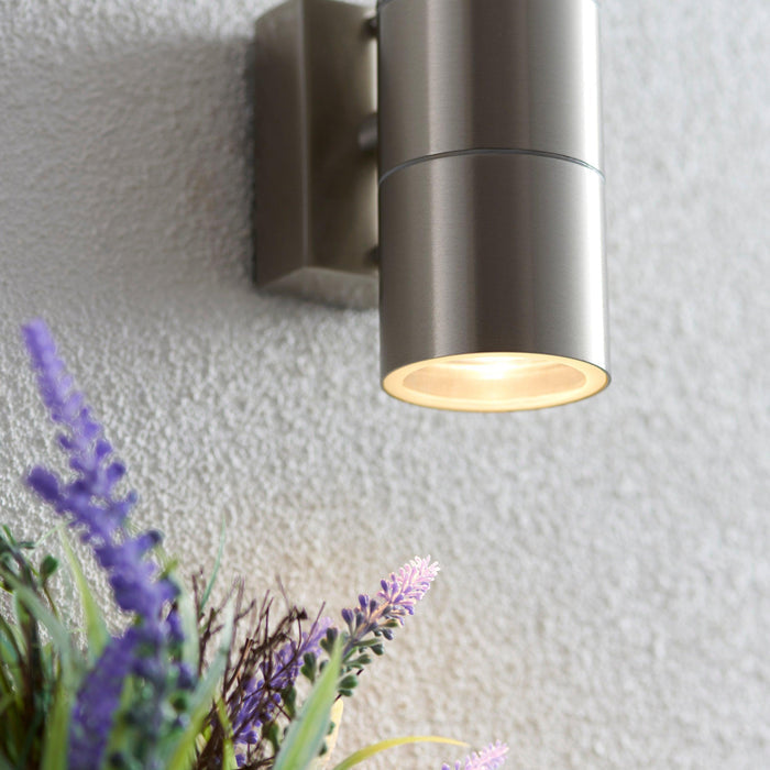 canon polished stainless steel finish outdoor wall light el 40095 by Endon Lighting Bedroom Hero Shot