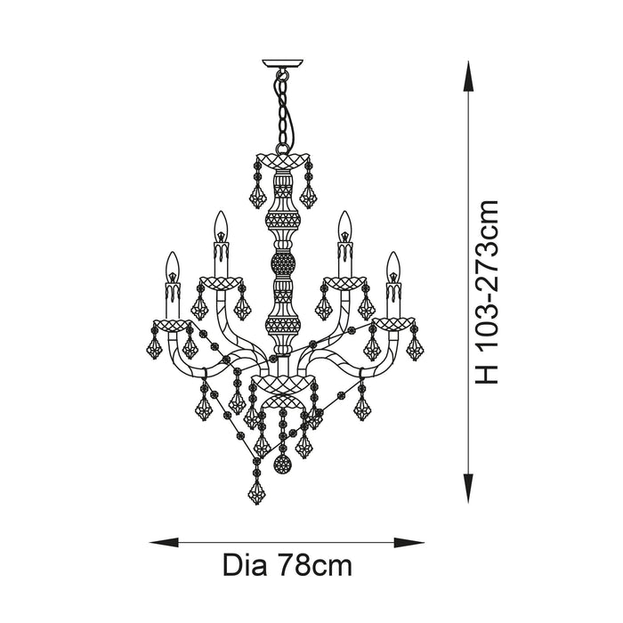 Endon Clarence 12 Arm Chrome & Clear Acrylic Chandelier-Endon Lighting Living room light close up 4 Tiffany Lighting Direct