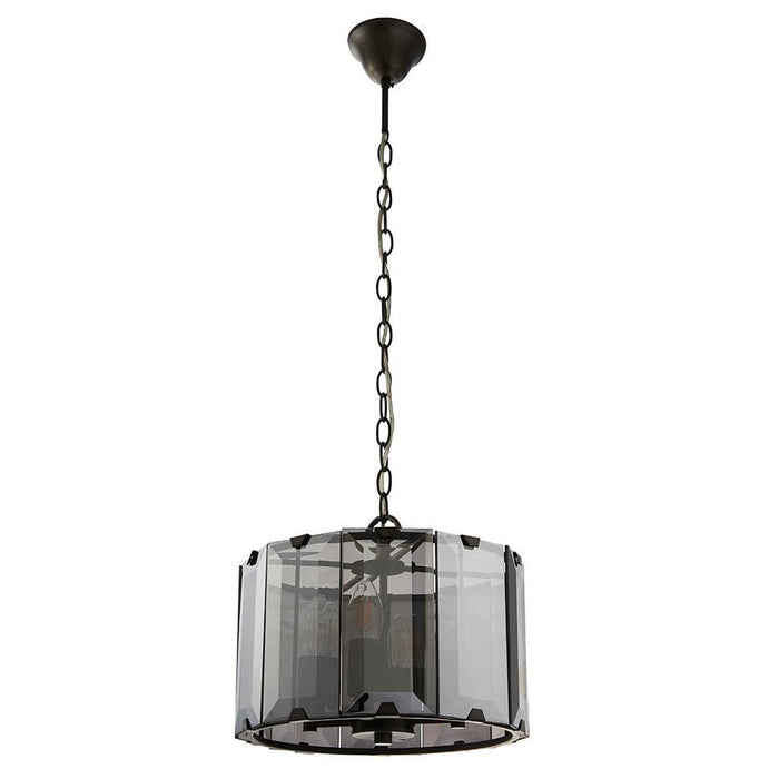 Endon Clooney 4 Light Smoke Glass Panel Ceiling Pendant-Ceiling Pendant Lights-Endon Lighting  Bedrooom Lighting close up Tiffany Lighting Direct