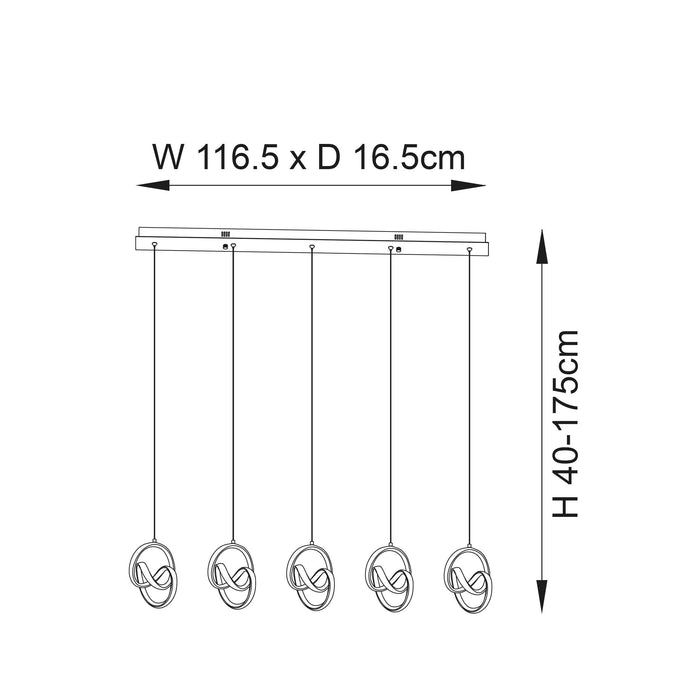 Endon Cosma 5 Light Black Ceiling Pendant-Ceiling Pendant Lights-Endon Lighting Hallway Lighting Family Image Tiffany Lighting Direct