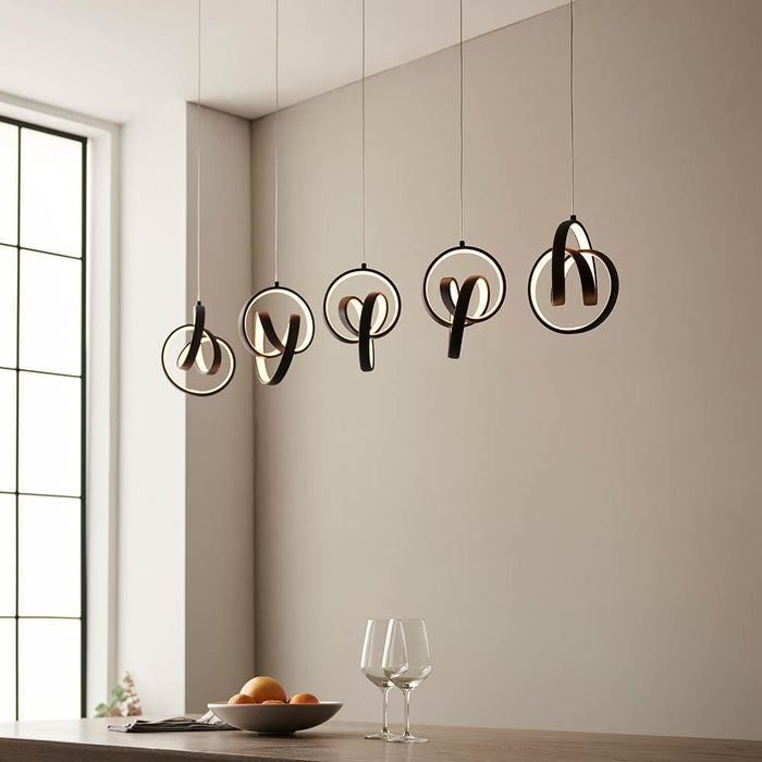 Endon Cosma 5 Light Black Ceiling Pendant-Ceiling Pendant Lights-Endon Lighting living room 2nd close upTiffany Lighting Direct