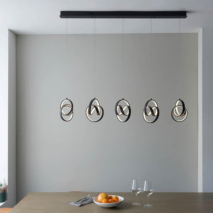 Endon Cosma 5 Light Black Ceiling Pendant-Ceiling Pendant Lights-Endon Lighting living room close. up unlit Tiffany Lighting Direct