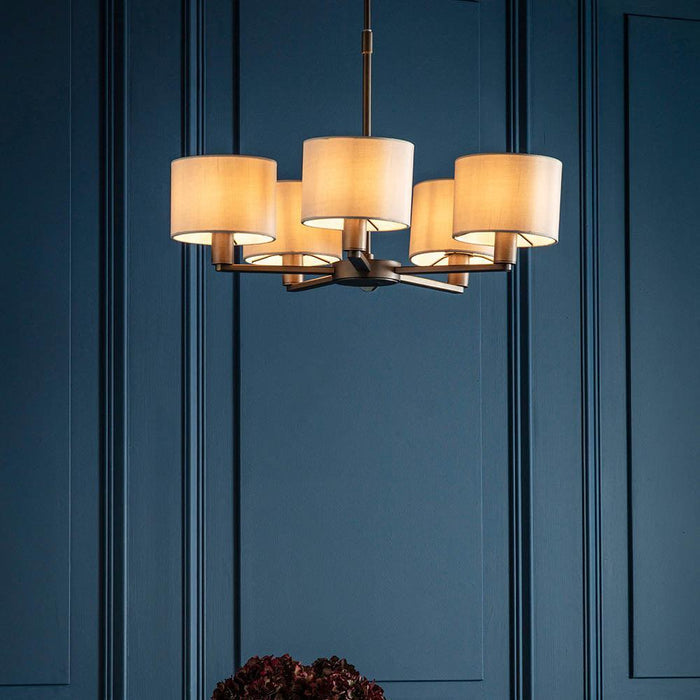 Endon Daley 5 Light Bronze Finish Pendant Ceiling Light-Ceiling Pendant Lights-Endon Lighting Living Room Lighting Tiffany Lighting Direct