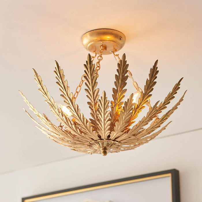 Endon Delphine 3 Light Gold Flush Ceiling Light Living room weight image