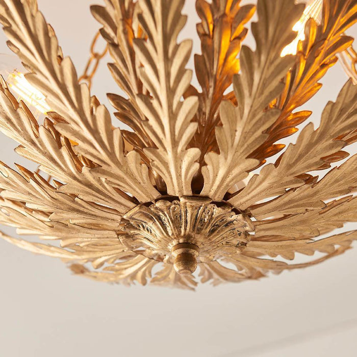 Endon Delphine 3 Light Gold Flush Ceiling Light Living room dimmable image