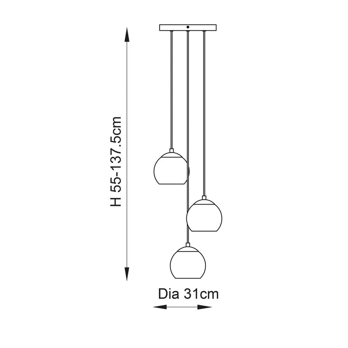 Endon Dimple 3 Light Gold Ceiling Pendant-Ceiling Pendant Lights-Endon Lighting Hallway Lighting Family Image Tiffany Lighting Direct