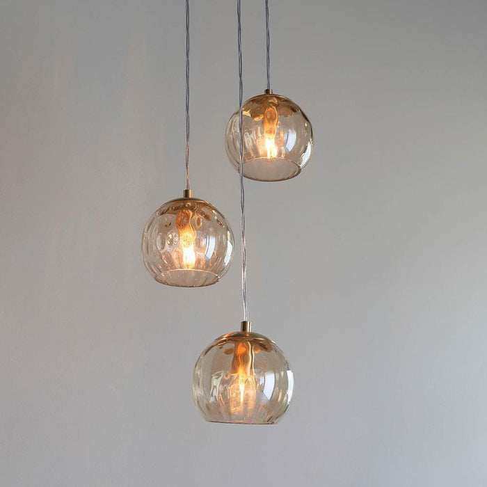 Endon Dimple 3 Light Gold Ceiling Pendant-Ceiling Pendant Lights-Endon Lighting living room close. up unlit Tiffany Lighting Direct