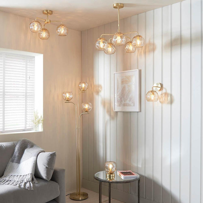 Endon Dimple 5 Light Brass Finish Ceiling Pendant-Ceiling Pendant Lights-Endon Lighting hallway lighting photo Tiffany Lighting Direct