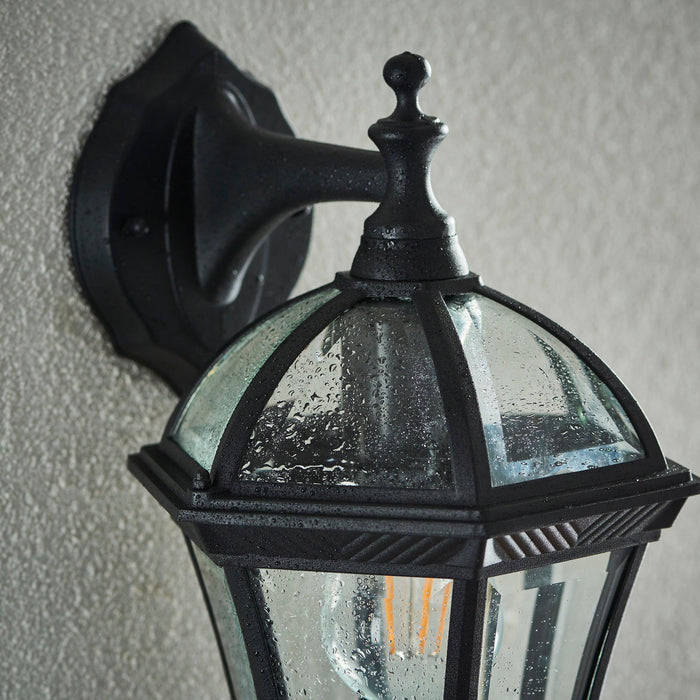 drayton textured black finish outdoor downlight wall light yg 3501 by Endon Lighting Bedroom Hero Shot