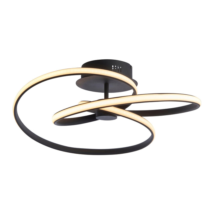 Endon Dune 1 Light Black LED Semi Flush Ceiling Light Living Room Image 2