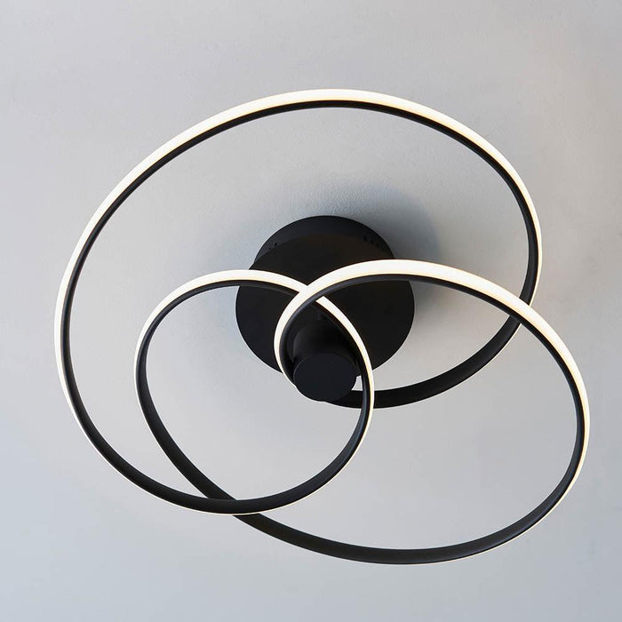 Endon Dune 1 Light Black LED Semi Flush Ceiling Light Living Room Image 6