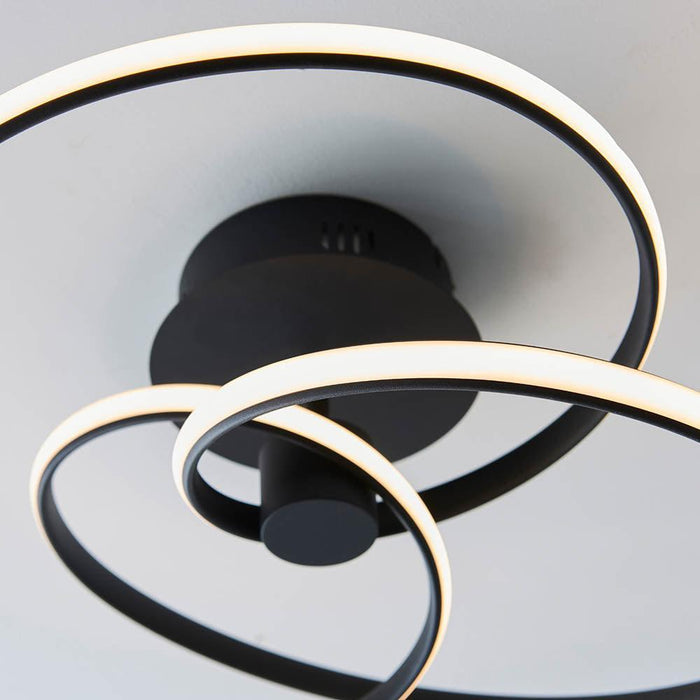 Endon Dune 1 Light Black LED Semi Flush Ceiling Light Living Room Image 7