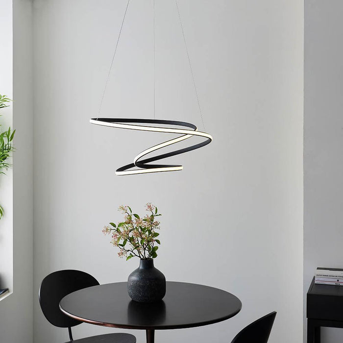 Endon Dune 1 Light Black Pendant Ceiling-Ceiling Pendant Lights-Endon Lighting living room close. up unlit Tiffany Lighting Direct