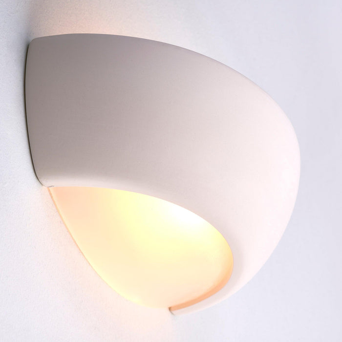eton unglazed ceramic wall light by Endon Lighting Living Room Close Up 216
