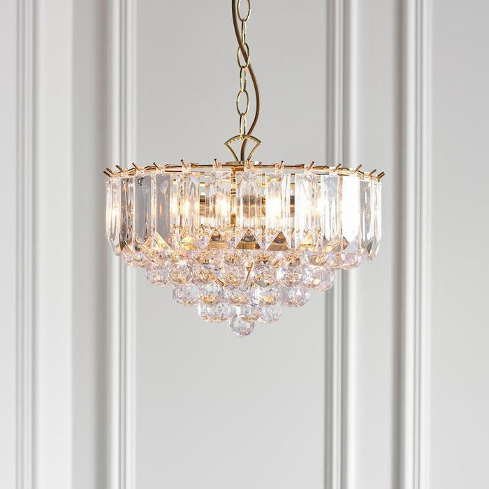Traditional Ceiling Pendant Lights - Fargo Brass & Clear Acrylic 3LT Pendant Ceiling Light FARGO-14BP close
