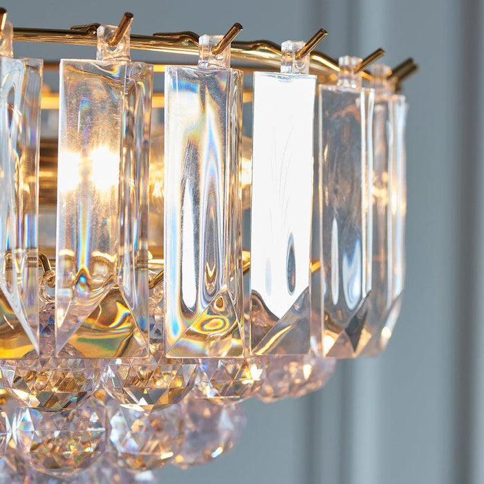 Traditional Ceiling Pendant Lights - Fargo Brass & Clear Acrylic 3LT Pendant Ceiling Light FARGO-14BP detail