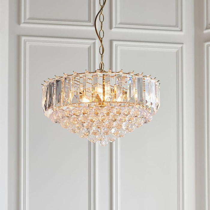 Traditional Ceiling Pendant Lights - Fargo Chrome Plate & Clear Acrylic 6LT Pendant Ceiling Light FARGO-18CH close